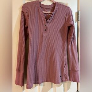 Noble Outfitters waffle Knit Henley Medium Pink